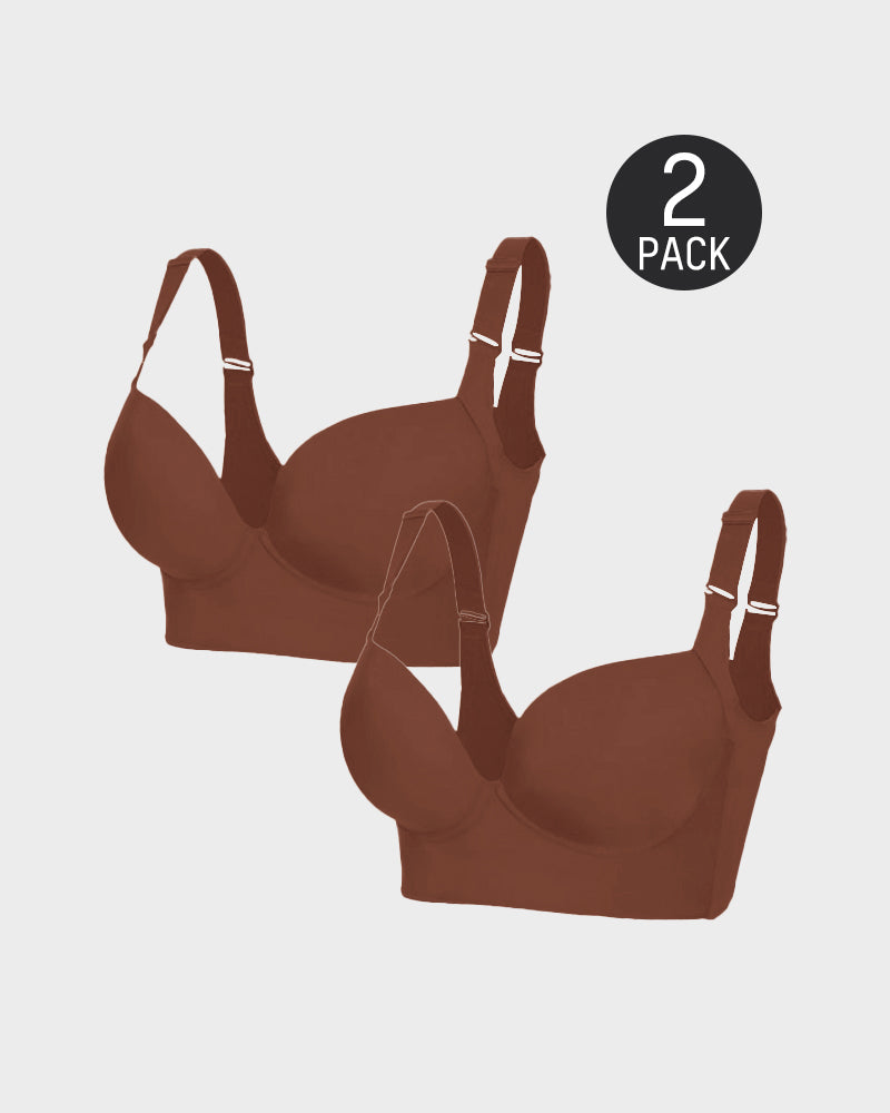 Push-Up Back Smoothing Bra - Black+Beige (2 PACK)