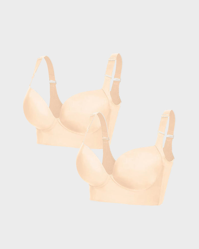 Push-Up Back Smoothing Bra - Black+Beige (2 PACK)