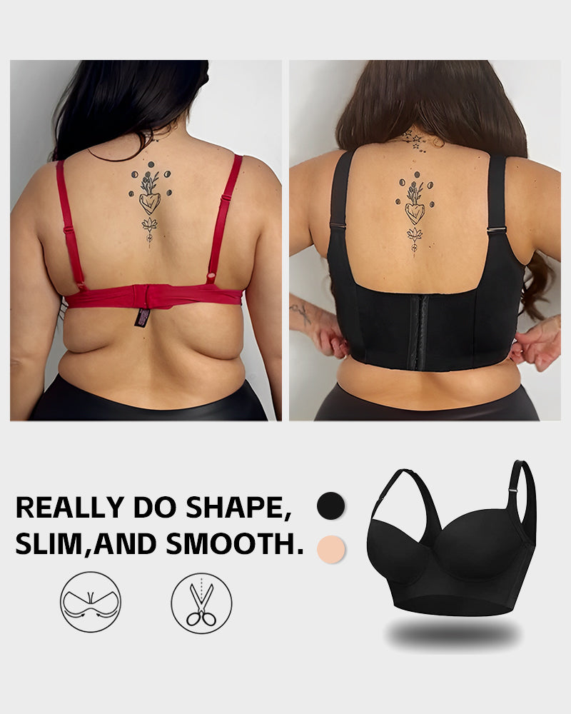 Push-Up Back Smoothing Bra - Black+Beige (2 PACK)