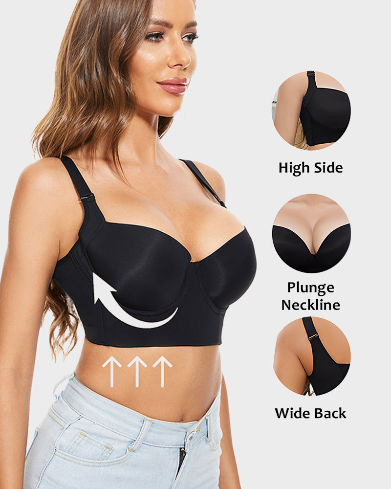 Push-Up Back Smoothing Bra - Black+Beige (2 PACK)