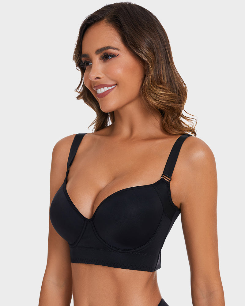 Push-Up Back Smoothing Bra - Black+Beige (2 PACK)