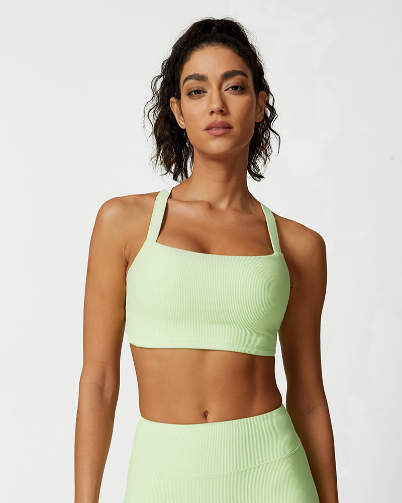 Comfort Ribbed Support Activewear Set (Sports Bra+Flare Pants+Sweatshirt)