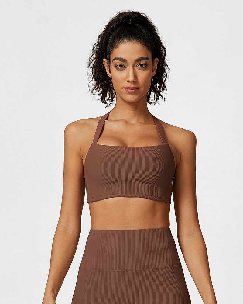 Comfort Ribbed Support Activewear Set (Sports Bra+Flare Pants+Sweatshirt)