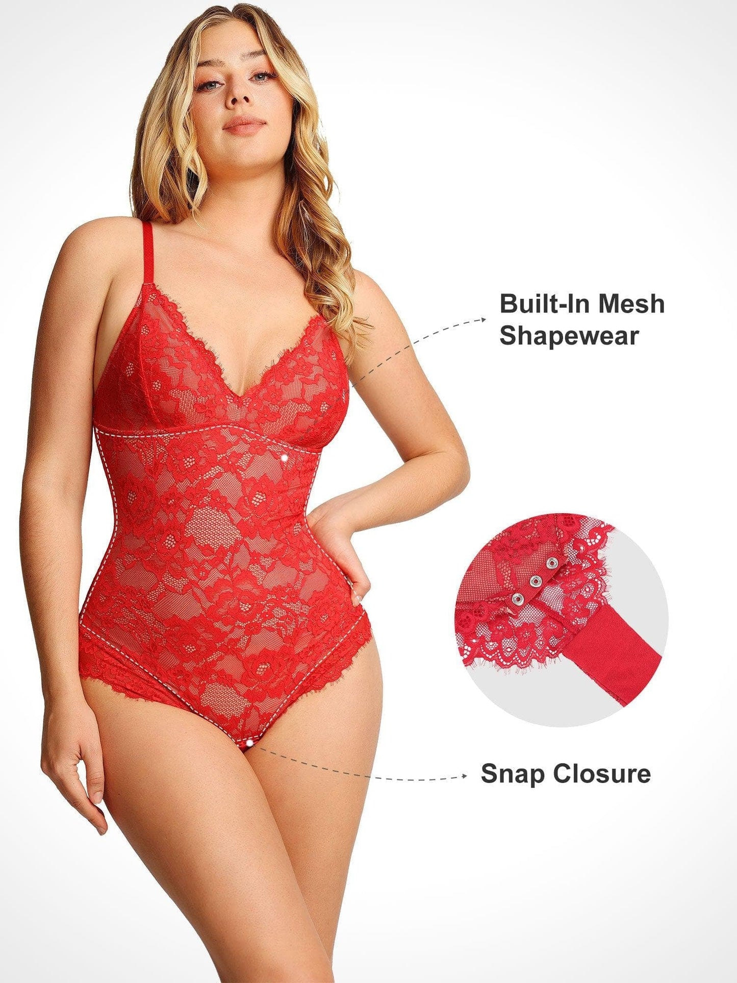 š„Summer Promotion 49% OFF - V Neck Lace Shapewear Bodysuitš©±