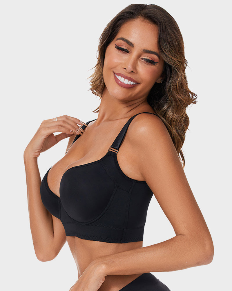 Push-Up Back Smoothing Bra - Black+Beige (2 PACK)