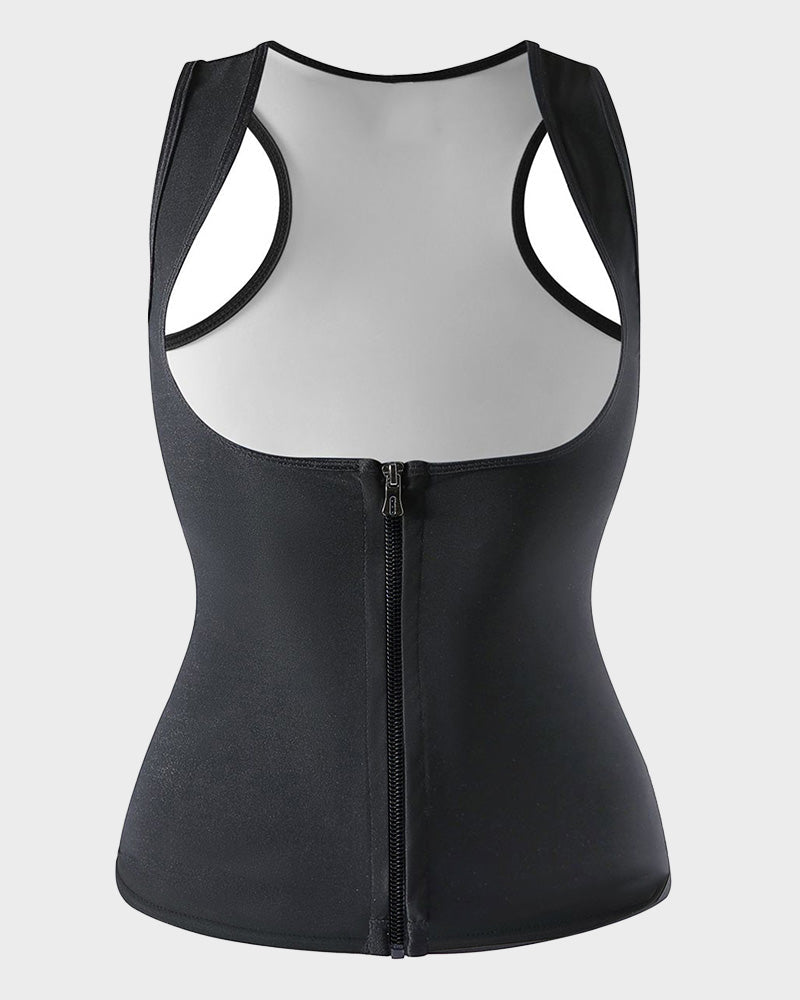 Open Bust Zipper Sauna Suit Tank Top