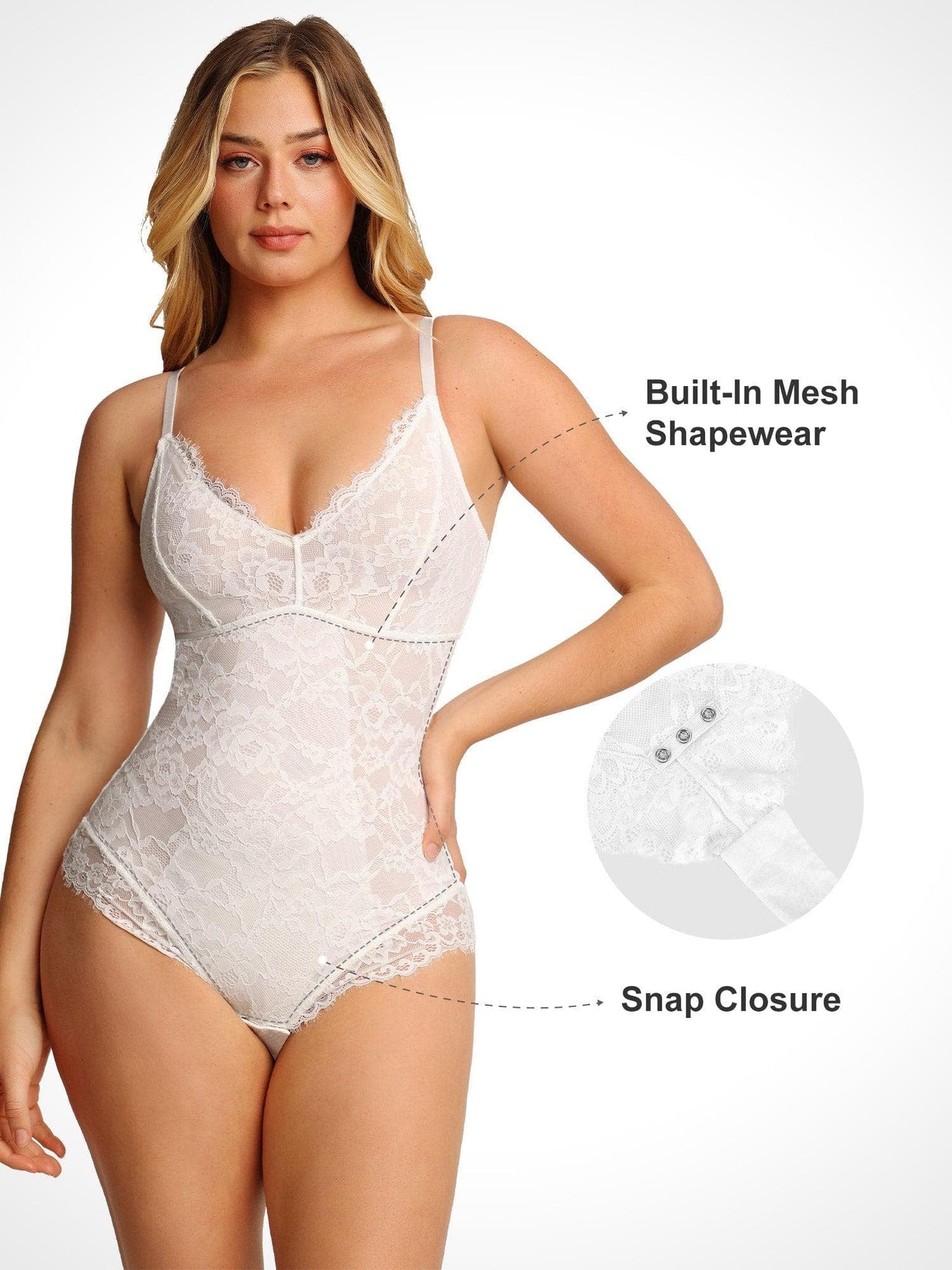 š„Summer Promotion 49% OFF - V Neck Lace Shapewear Bodysuitš©±