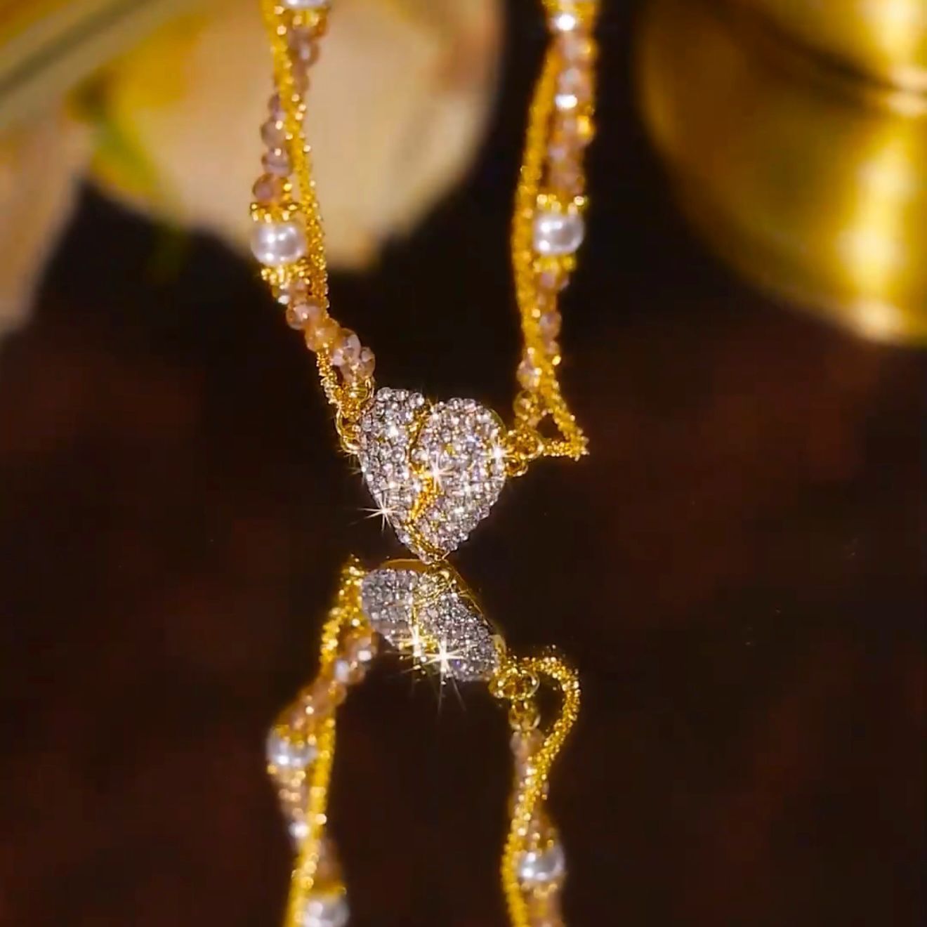 Magnetic Heart Pearl Double‐Layer Choker Necklace