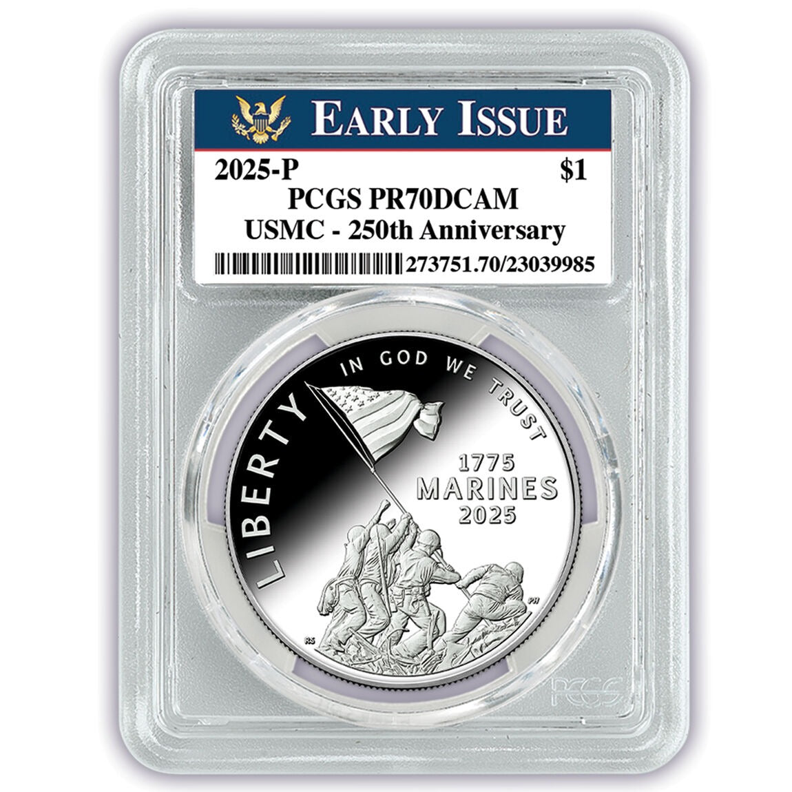 U.S. Marine Corps 250th Anniversary Proof Silver Coin-Brilliant Uncirculated