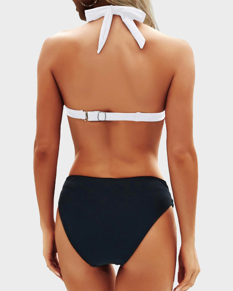 Vintage Halter Neck Bikini Swimsuit Set
