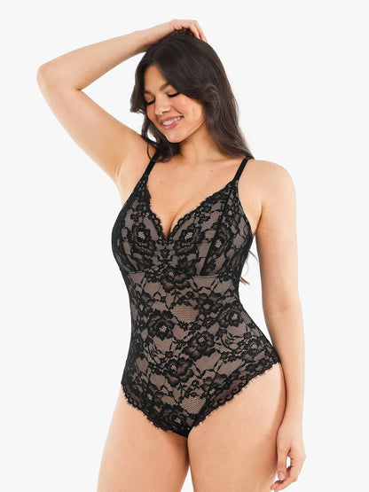 🔥Summer Promotion 49% OFF - V Neck Lace Shapewear Bodysuit🩱