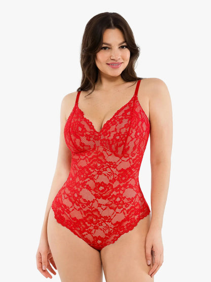 🔥Summer Promotion 49% OFF - V Neck Lace Shapewear Bodysuit🩱