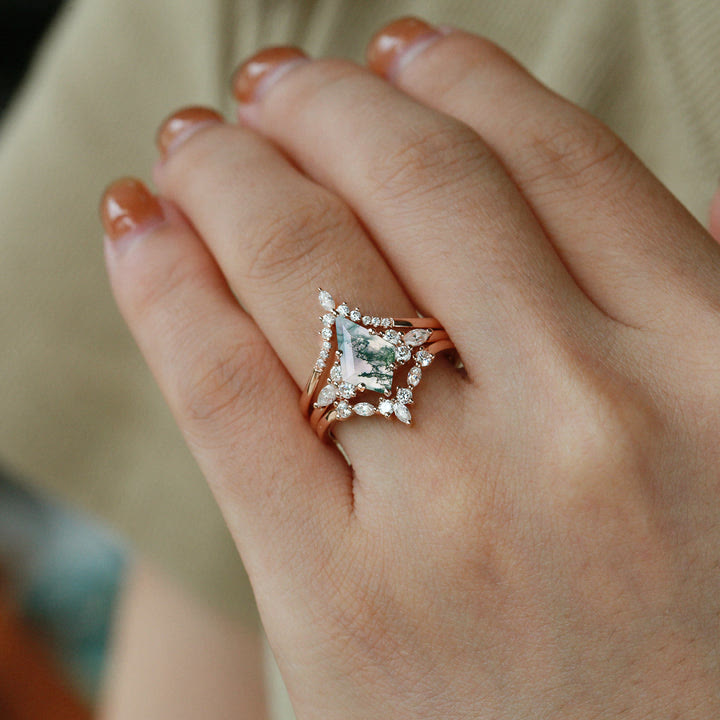 FREE Today: "Sense Of Tranquillity" 3 Pcs Natural Moss Agate Ring Set