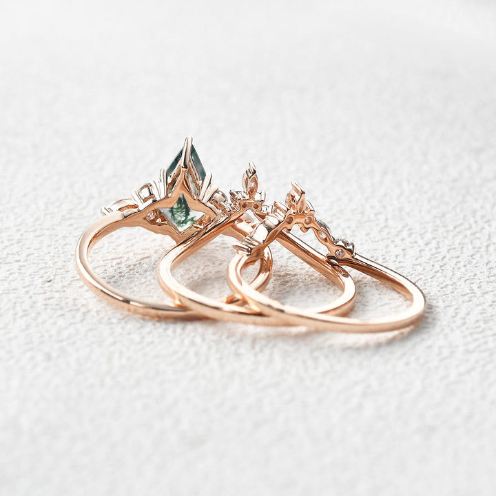 FREE Today: "Sense Of Tranquillity" 3 Pcs Natural Moss Agate Ring Set