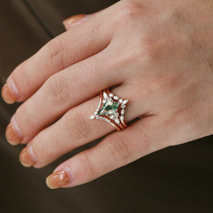 FREE Today: "Sense Of Tranquillity" 3 Pcs Natural Moss Agate Ring Set