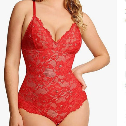 🔥Summer Promotion 49% OFF - V Neck Lace Shapewear Bodysuit🩱