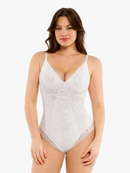 🔥Summer Promotion 49% OFF - V Neck Lace Shapewear Bodysuit🩱