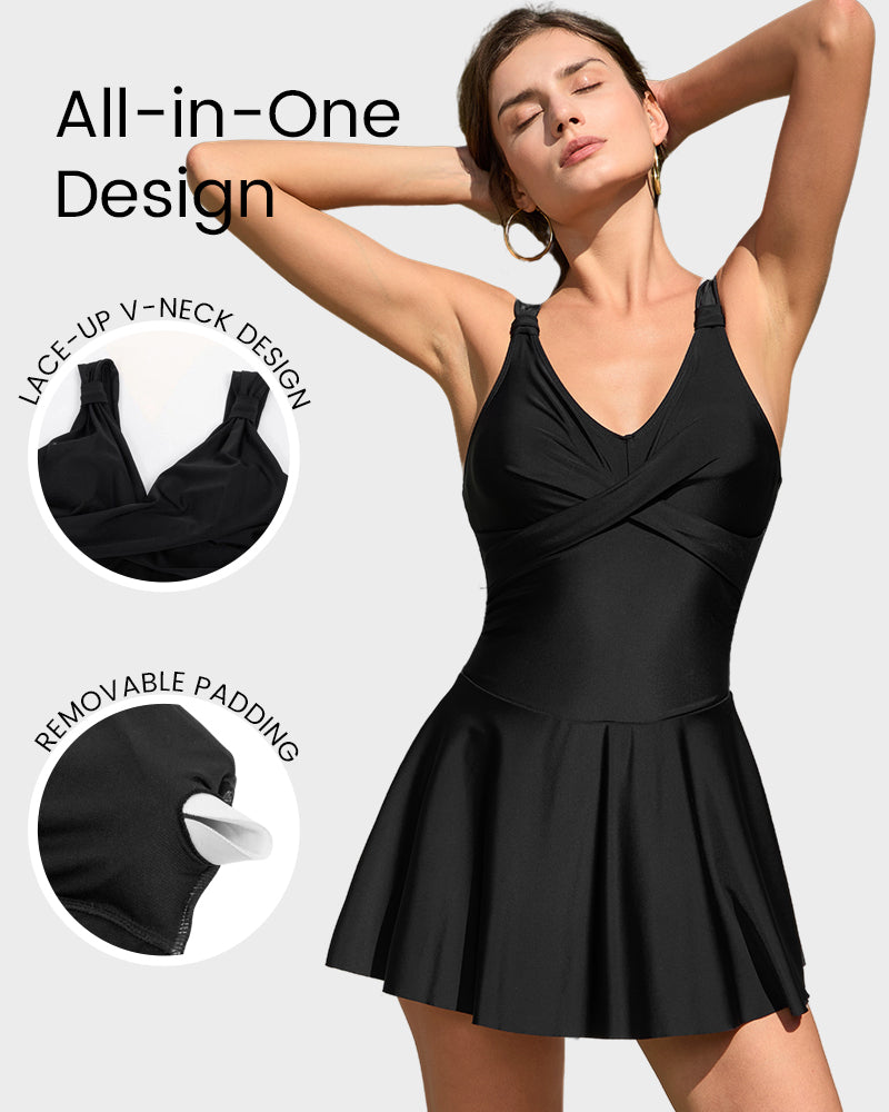 Floral Print One-Piece Swim Dress