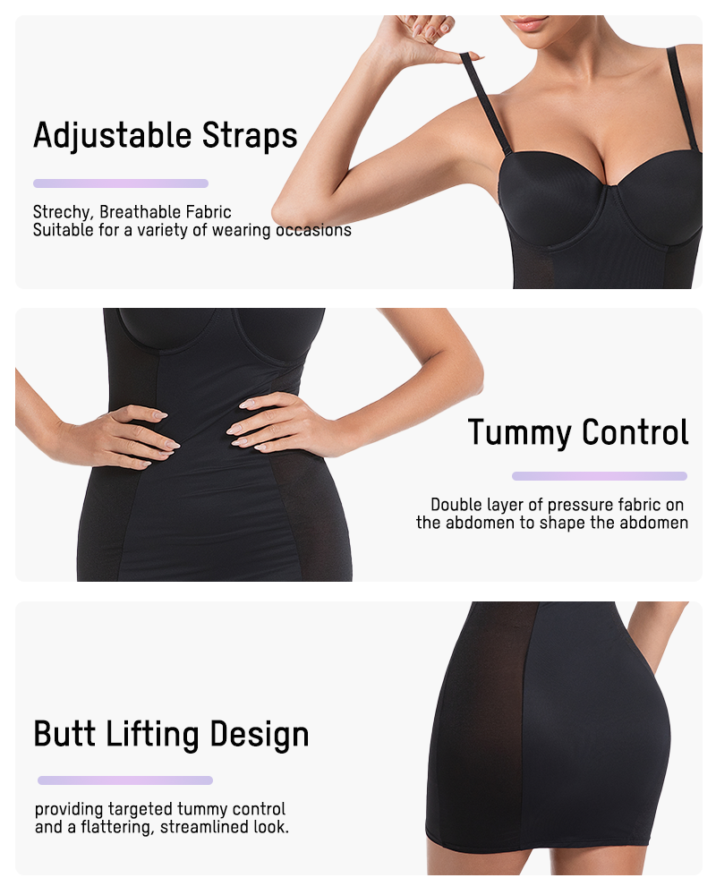 Mesh Panel Underwire Shapewear Cami Dress