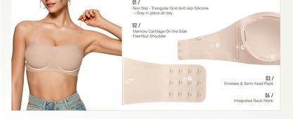 Strapless Wireless Padded Bandeau Bra