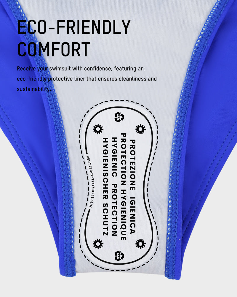 Twisted Front Color-Block High Waist Bikini Set