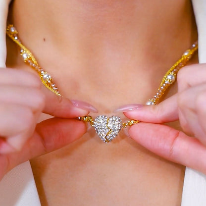 Magnetic Heart Pearl Double‐Layer Choker Necklace