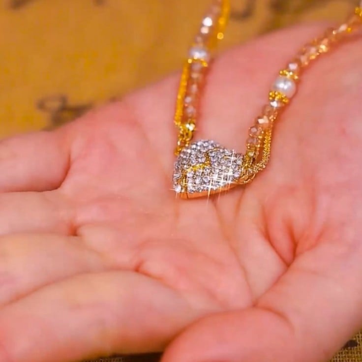 Magnetic Heart Pearl Double‐Layer Choker Necklace