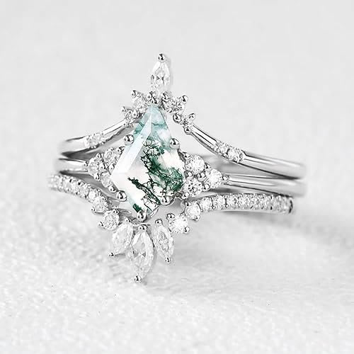 FREE Today: "Sense Of Tranquillity" 3 Pcs Natural Moss Agate Ring Set