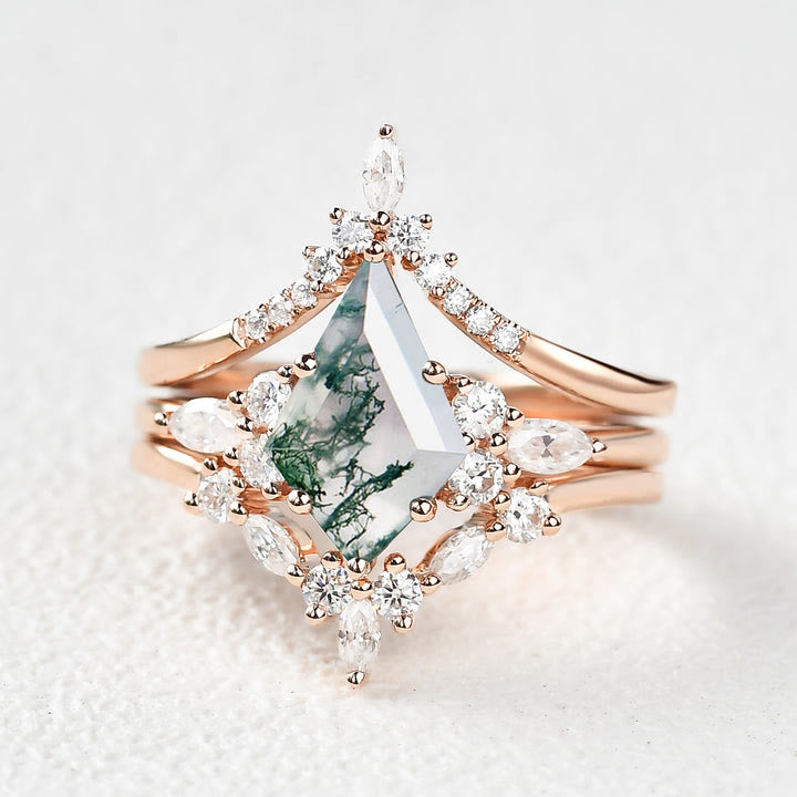 FREE Today: "Sense Of Tranquillity" 3 Pcs Natural Moss Agate Ring Set