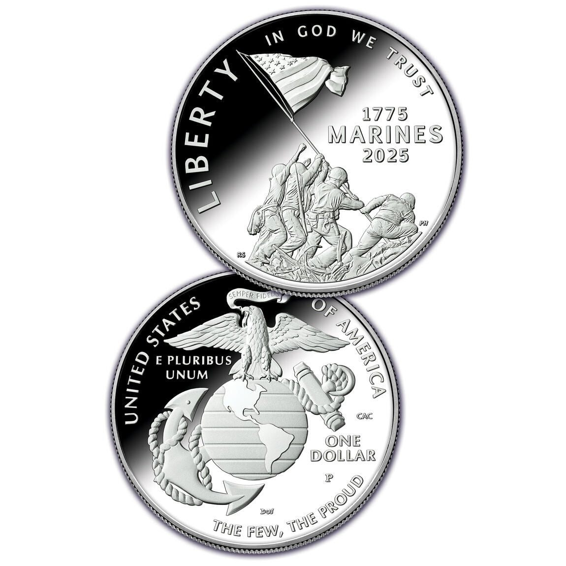 U.S. Marine Corps 250th Anniversary Proof Silver Coin-Brilliant Uncirculated