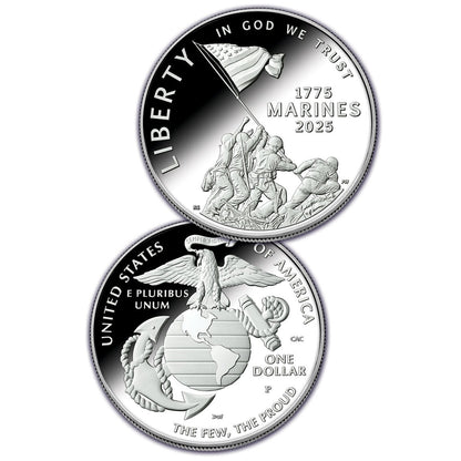 U.S. Marine Corps 250th Anniversary Proof Silver Coin-Brilliant Uncirculated