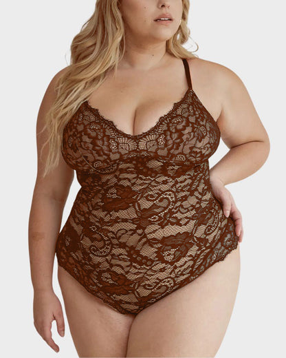 Deep V Sexy Lace Sculpting Thong Bodysuit