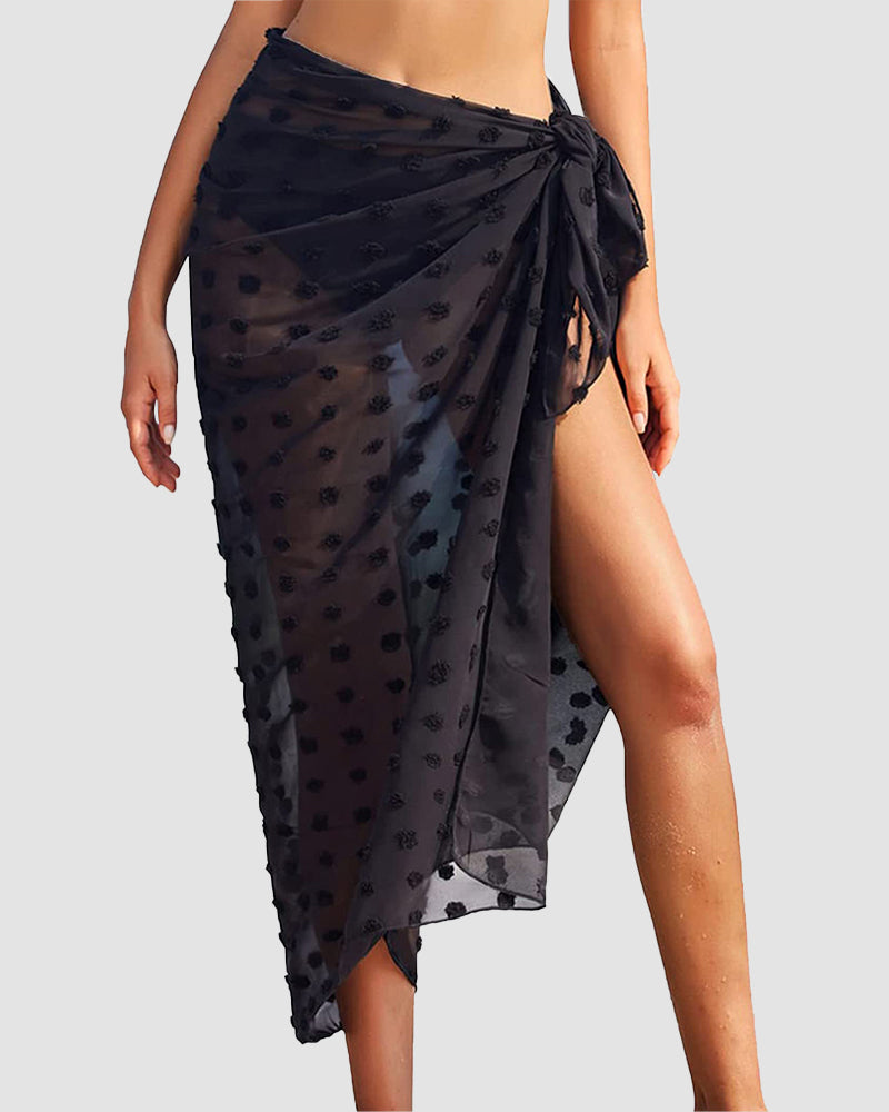 Side Tie Midi Sarong Long Sheer Cover Ups